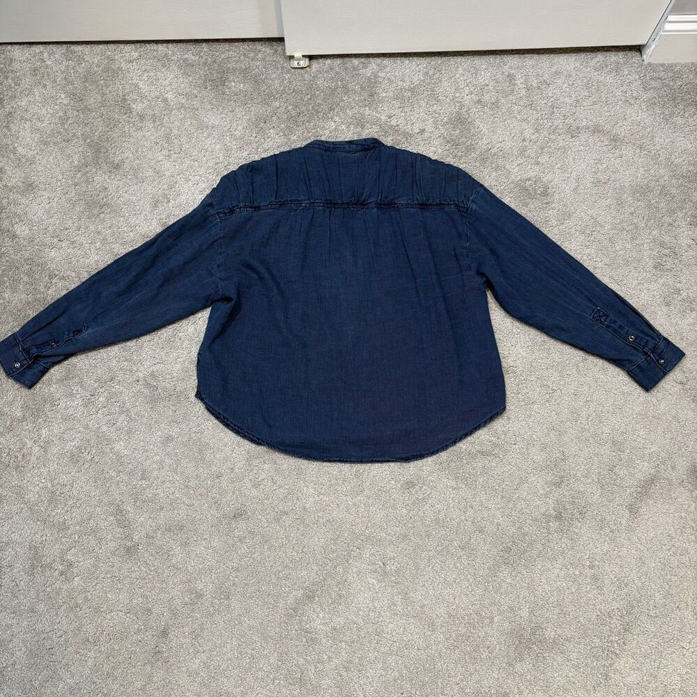 Anthropologie Pilcro Henley Blouse Denim Size S Western Boho - Picture 5 of 13